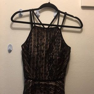 Short cream and black lace dress